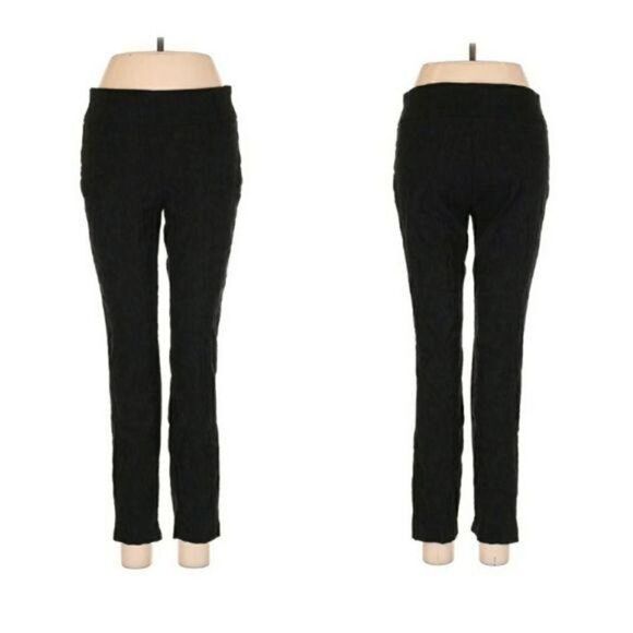 Van Heusen Stretch Extensible Pants Texture Embossed Stretch Cigarette Blk Sz 8S - Picture 1 of 12